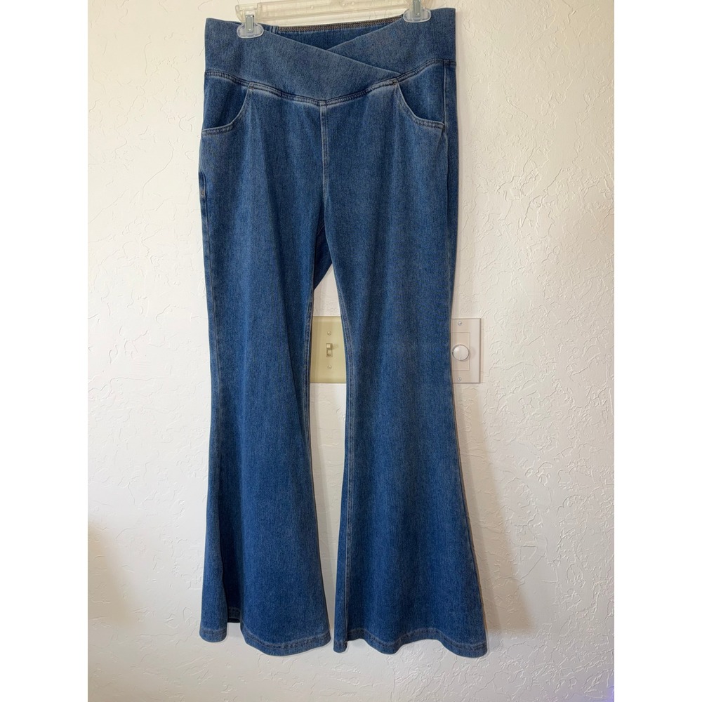 Halara Flex Low Rise Crossover Pocket Super Flare Jeans Pull On Size Large